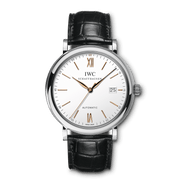 IWC Portofino Automatic IW356517 - cassa acciaio - cinturino in pelle nero - quadrante bianco con datario
